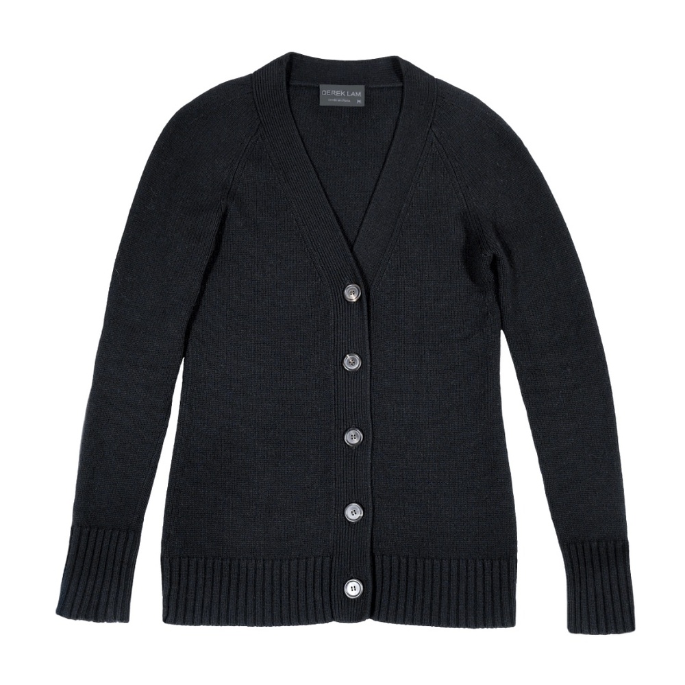 DEREK LAM Black Label Cashmere Cardigan in Black Size M